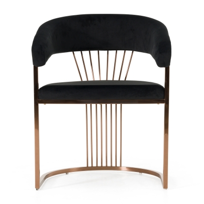 Modrest Linda Modern Black Velvet and Rosegold Dining Chair Black Dining Chair 80341 VGZA-Y429-RG-BLK-DC
