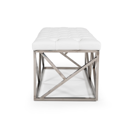 Modrest Lindsey Modern White Leatherette & Stainless Steel Bench White Bench 75257 VGRH-RHS-OT-201-WHT