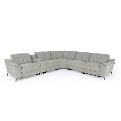 Divani Casa Lloyd Modern Grey Fabric Sectional with Recliners + Console Grey Sectional Sofa 77959 VGKMKM510H-SECT-GRY