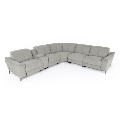 Divani Casa Lloyd Modern Grey Fabric Sectional with Recliners + Console Grey Sectional Sofa 77959 VGKMKM510H-SECT-GRY