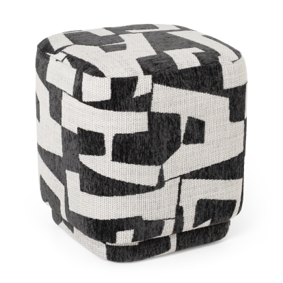 Divani Casa Loftis Modern Black & White Fabric Ottoman Black/White Ottoman 83152 VGOD-24DY048-A