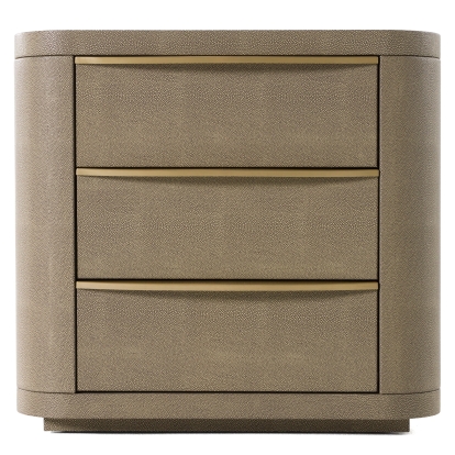 Modrest Lois Modern Beige Shagreen + Brass Nightstand Beige Nightstand 82458 VGVC-N2408