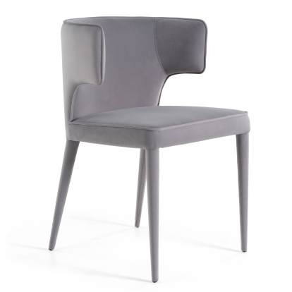 Modrest Lucero Modern Grey Velvet Arm Dining Chair  Dining Chair 80281 VGYF-DC1021-GV