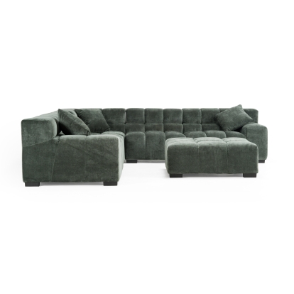 Divani Casa Ludwig Modern Dark Green Fabric Modular Sectional Green Sectional Sofa 82605 VGDW-DS1021-GRN