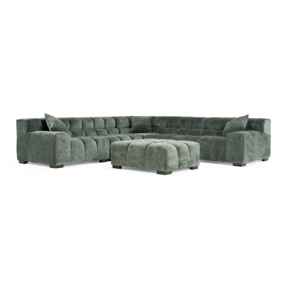Divani Casa Ludwig Modern Dark Green Fabric Modular Sectional Green Sectional Sofa 82605 VGDW-DS1021-GRN