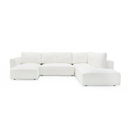 Divani Casa Lulu Modern White Fabric Modular Sectional Sofa with Left Facing Chaise White Sectional Sofa 80882 VGSX-F22053-LAF-WHT