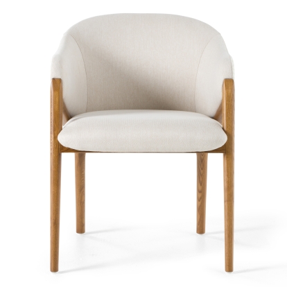 LA Furniture Lunde Cream Fabric and Walnut Arm Dining Chair VGCS-ACH-20071 Contemporary Style by Vig Furnitrue Number 79643 Catch Home Goods
