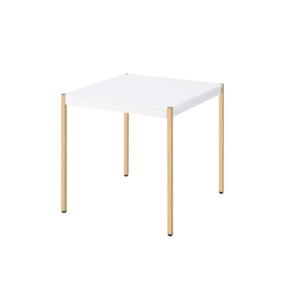 ACME Otrac White & Gold End Table Model LV00035