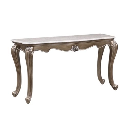 ACME Elozzol Natural Marble Top & Antique Bronze Sofa Table Model LV00304