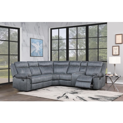 ACME Dollum Two Tone Gray Nubuck Motion Sectional Sofa Model LV00398