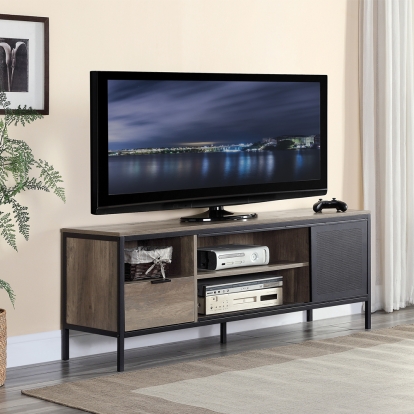 ACME Nantan Rustic Oak & Black TV Stand Model LV00404