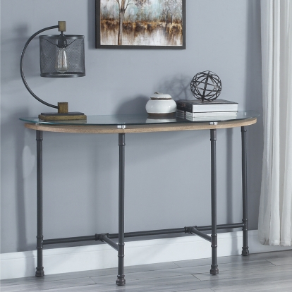 ACME Brantley Clear Glass & Sandy Gray Sofa Table Model LV00437