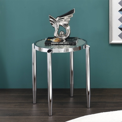ACME Abbe Glass & Chrome End Table Model LV00573