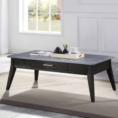 ACME Zemocryss Sintered Stone Top & Dark Brown Coffee Table Model LV00608