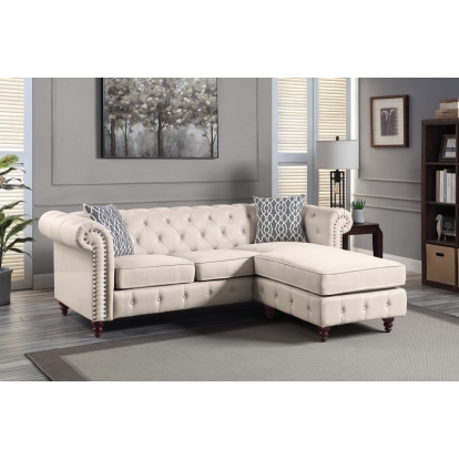 ACME Waldina Beige Fabric Reversible Sectional Sofa Model LV00643
