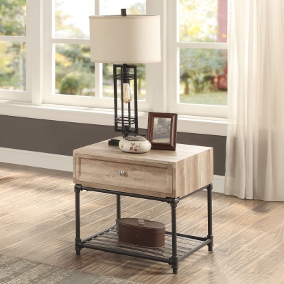 ACME Brantley Oak & Sandy Black End Table Model LV00749