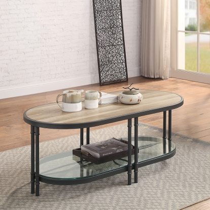 ACME Brantley Oak & Sandy Black Coffee Table Model LV00751