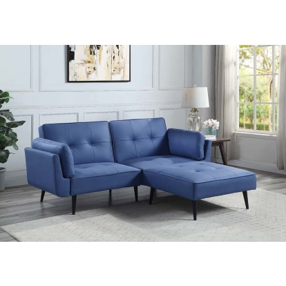 ACME Nafisa Blue Fabric Adjustable Sofa & Ottoman Model LV00823