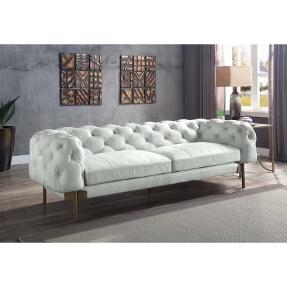 ACME Ragle Vintage White Top Grain Leather Sofa Model LV01021
