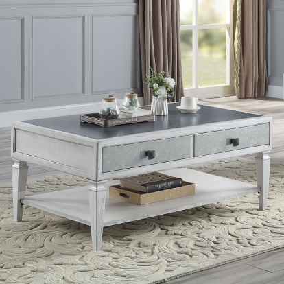 ACME Katia Rustic Gray & Weathered White Coffee Table Model LV01052