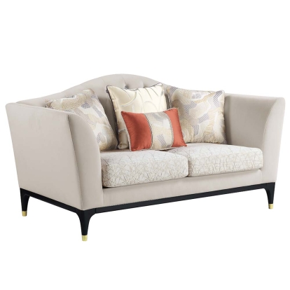 ACME Tayden Beige Velvet Loveseat with 4 Pillows Model LV01156