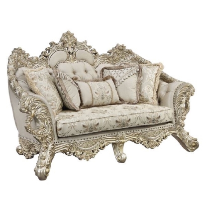 ACME Danae Fabric Champagne & Gold Loveseat with 5 Pillows Model LV01194