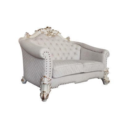 ACME Vendome II Two Tone Ivory Fabric & Antique Pearl Loveseat with 4 Pillows Model LV01330