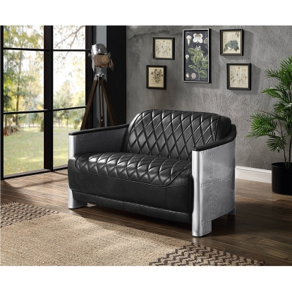 ACME Sedna Black Top Grain Leather Loveseat Model LV01983