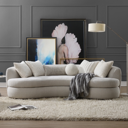 ACME Iniko Beige Boucle Sofa with 6 Pillows Model LV02542