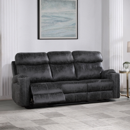 ACME Hirah Dark Gray Polish Microfiber Motion Sofa Model LV02570