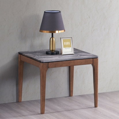 ACME Bevis Engineered Stone & Walnut End Table Model LV02646