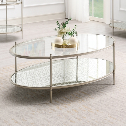 ACME Zaba Glass Top & Champagne Coffee Table Model LV02755