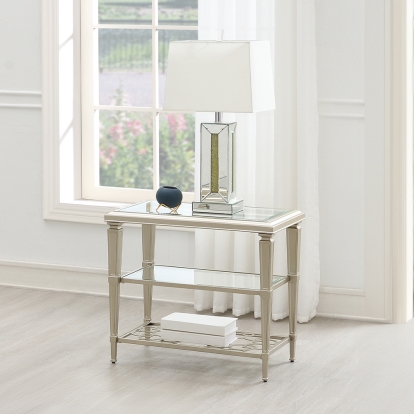 ACME Zaba Glass & Champagne End Table Model LV02786