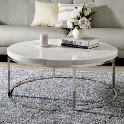 ACME Zaidee Natural Marble Top & Nickel Coffee Table Model LV02795