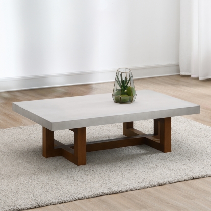 ACME Keven Faux Concrete Top & Walnut Coffee Table Model LV03015