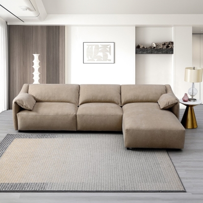 ACME Veata Light Brown Suede Sectional Sofa Model LV03090
