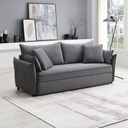 ACME Irina Gray Fabric Sofa with Sleeper Storage & 4 Pillows Model LV03100