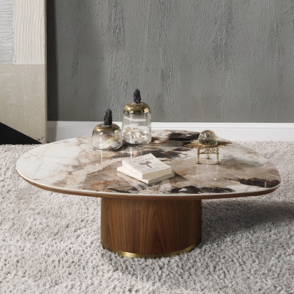 ACME Willene Ceramic Top & Dark Oak Coffee Table with Ceramic Top Model LV03155