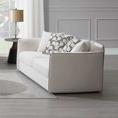 ACME Yolanda Beige Chenille Loveseat with 4 Pillows Model LV03606