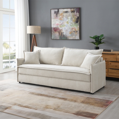 ACME Elisea Beige Chenille Sofa with Sleeper & 2 Pillows Model LV03810