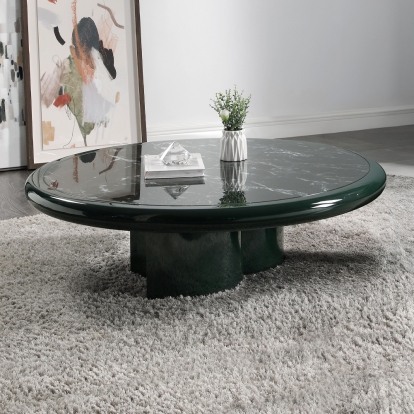 ACME Ronald Marble Pattern Top Dark Green & Brown High Gloss Coffee Table Model LV03895