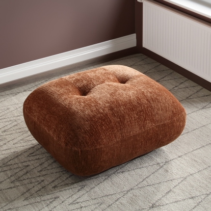 ACME Carrick Rust Brown Chenille Ottoman Model LV03921