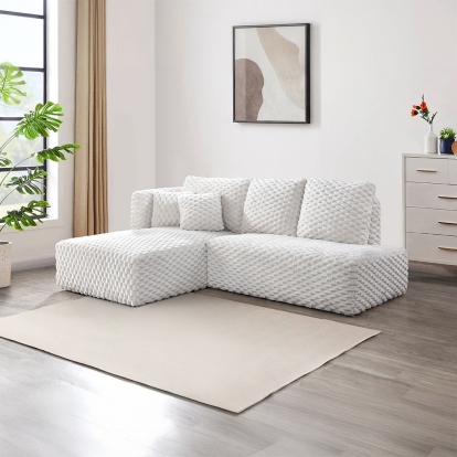 ACME Manya Ivory Corduroy Sectional Sofa Model LV04260