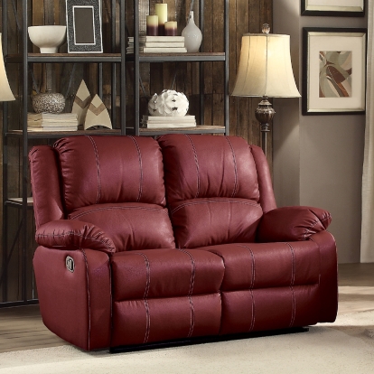 ACME Zuriel Red Synthetic Leather Motion Loveseat Model LV52151