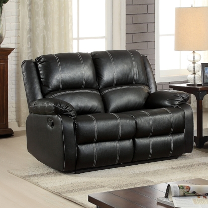 ACME Zuriel Black Synthetic Leather Motion Loveseat Model LV52286