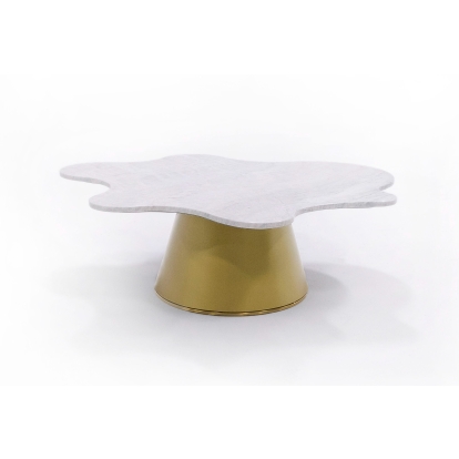 Modrest Gabbro High Glam White Marble and Gold Coffee Table White Coffee Table 76885 VGODLZ-220C-H