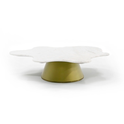 Modrest Gabbro Low Glam White Marble and Gold Coffee Table White Coffee Table 76886 VGODLZ-220C-L