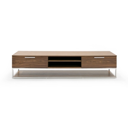 Modrest Heloise Modern Walnut and Stainless Steel TV Stand Walnut TV Stand 79833 VGBB-MK1502-TV