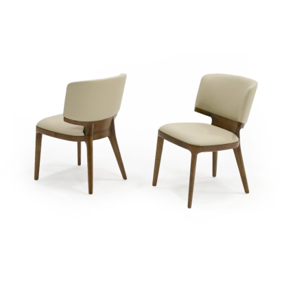 Modrest Stanley Contemporary Beige Leatherette and Walnut Set of 2 Dining Chair Beige Dining Chair 79737Z VGCS-CH20066-DC