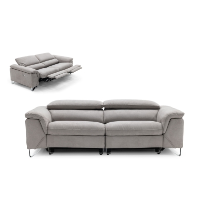 Divani Casa Maine Modern Light Grey Fabric Sofa with Electric Recliners Grey Sofa 78716 VGKNE9104-E9-LGRY-3-S